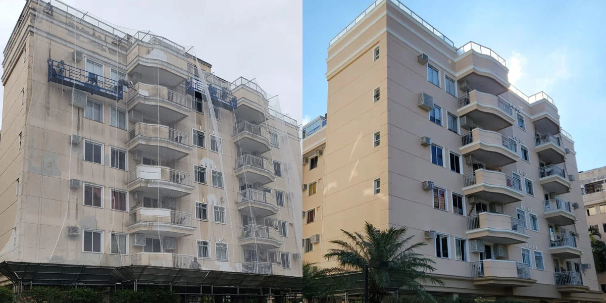 reforma ou pintura de fachada predial em prédio